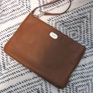 Michael Kors Zip Top Pebble Leather clutch